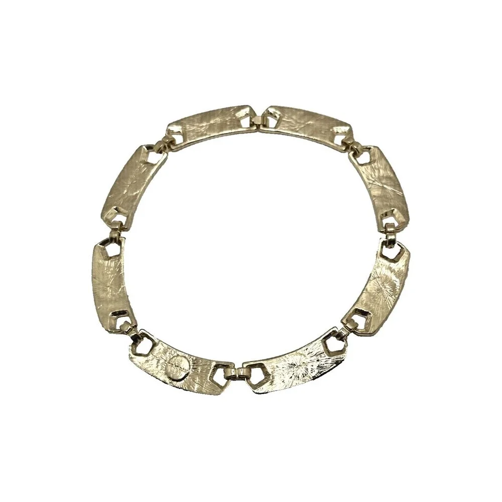 Vintage Marlyn Schiff Enamel Choker Necklace Ivory Gold Tone Statement Collar